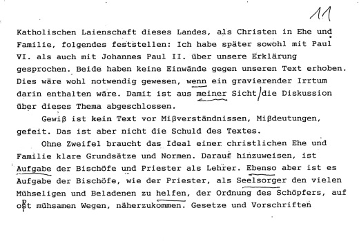 Seite 11 und 12 aus dem Manuskript von Kardinal König